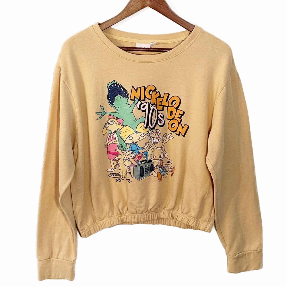 Nickelodeon 90’s Cartoons Crewneck With Elastic Waist Size XL Juniors